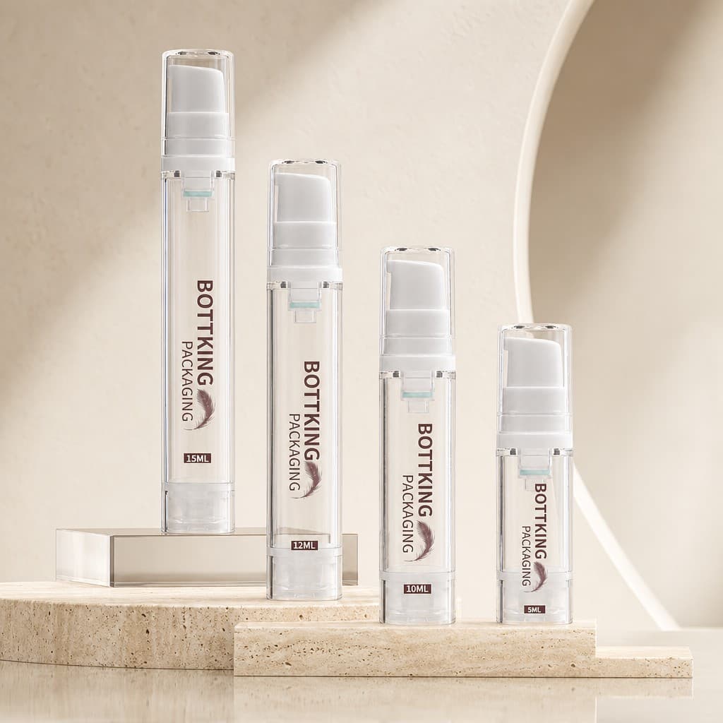 Airless Lotion Bottles — Airless lotion bottles are larger airless packs, typically 75–200 ml, that dose
