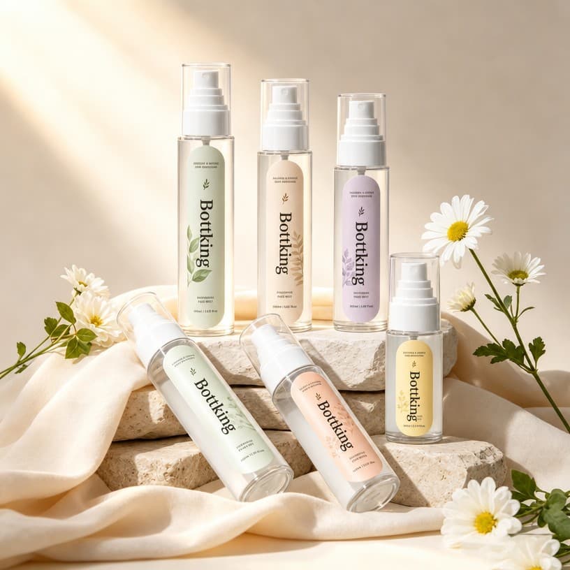 Spray Pump Cosmetic Skincare Empty Fine Mist Sprayer Bottle — PET, 60 ml / 80 ml / 100 ml / 120 ml / 130 ml / 150 ml
